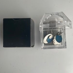 Silver forest oval blue earrings